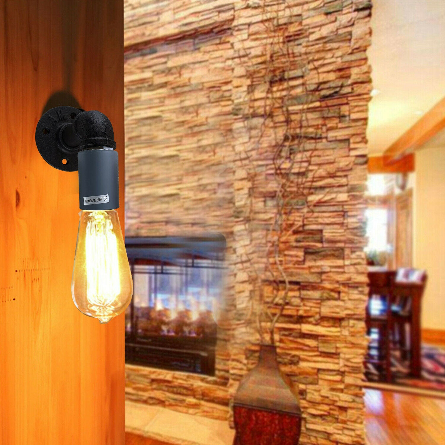 Grey Water Pipe Wall Lamp Industrial style single wall light fitting~1528