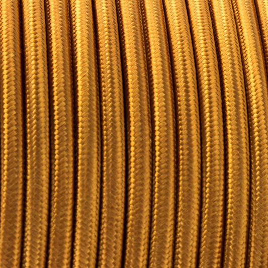 5m 2 Core Round 0.75mm Vintage Braided Deep Gold Fabric Covered lamp cable~3035