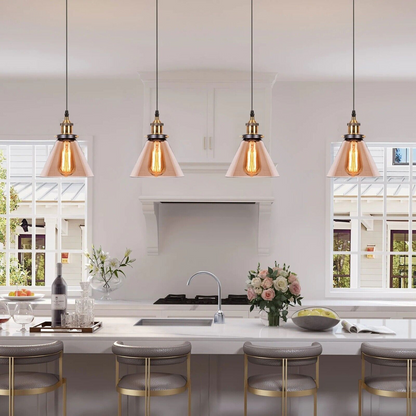 Industrial suspended Ceiling light fitting amber Glass Lamp shade pendant lights~4149