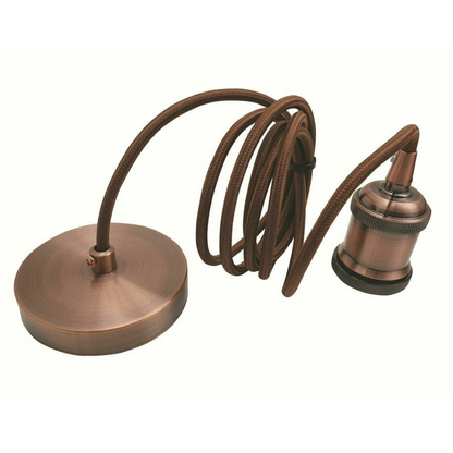 2m Brown Round Cable E27 Base Copper Holder~1718