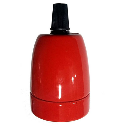 Vintage E27 Red Bulb Holder Industrial Retro Edison Porcelain Lamp Light Fitting~2976