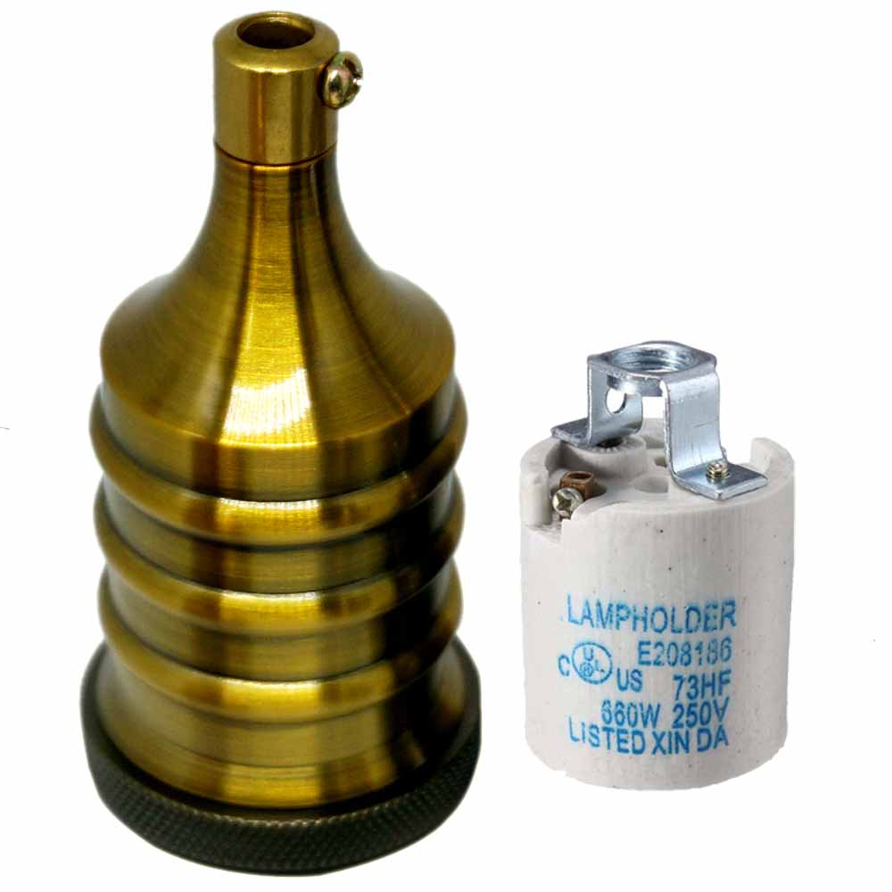 Yellow Brass E27 Fitting Vintage Industrial Lamp Light Bulb Holder Antique Retro Edison Bulb~2942