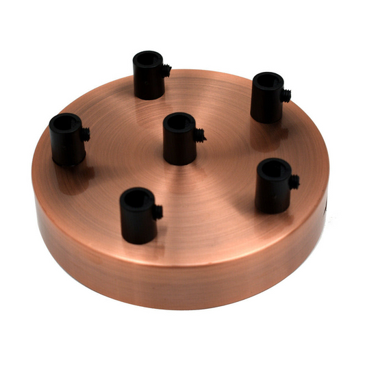 Multi Outlet 6 Hole Copper Ceiling Rose Black Drop Pendant 120x25mm~2878