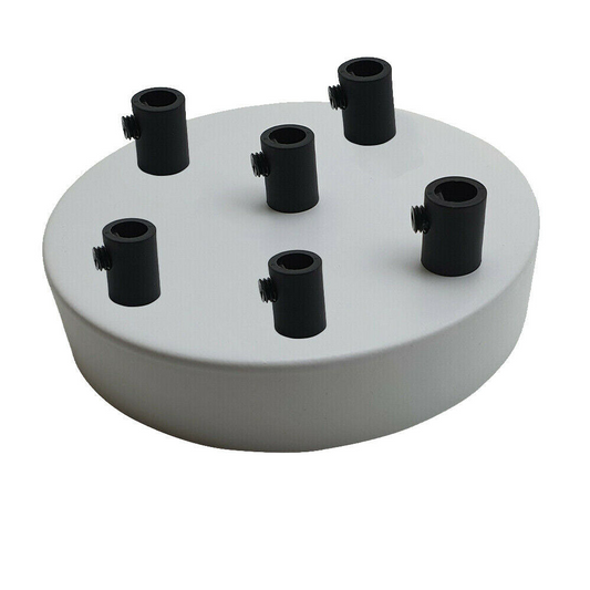 LEDSon industrial vintage 6 Outlet White Metal Ceiling Rose 120x25mm~2769