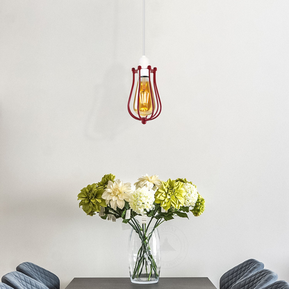 Red Lampshade Metal Balloon Cage Wall Easy Fit Hanging light~2442