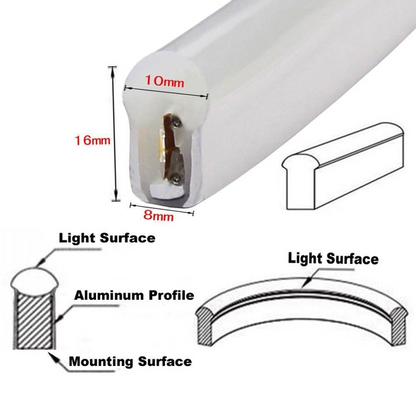 White 12V 5M LED Strip Neon Flex Rope Glow Light Waterproof Flexible Outdoor Lighting~2872