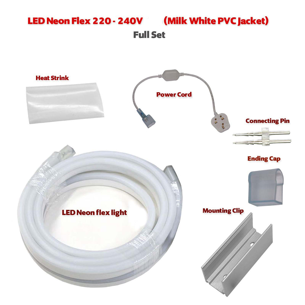 White 12V 5M LED Strip Neon Flex Rope Glow Light Waterproof Flexible Outdoor Lighting~2872