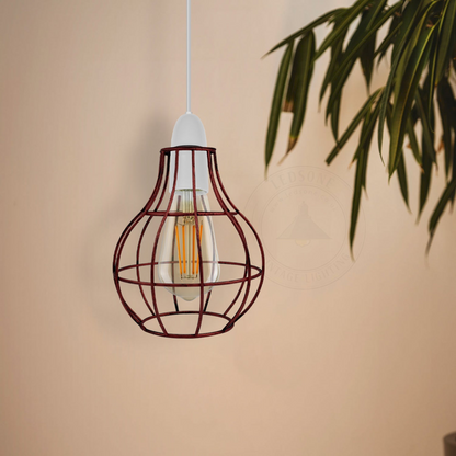 Rustic State Industrial Vase Shape Red Wire cage~2848
