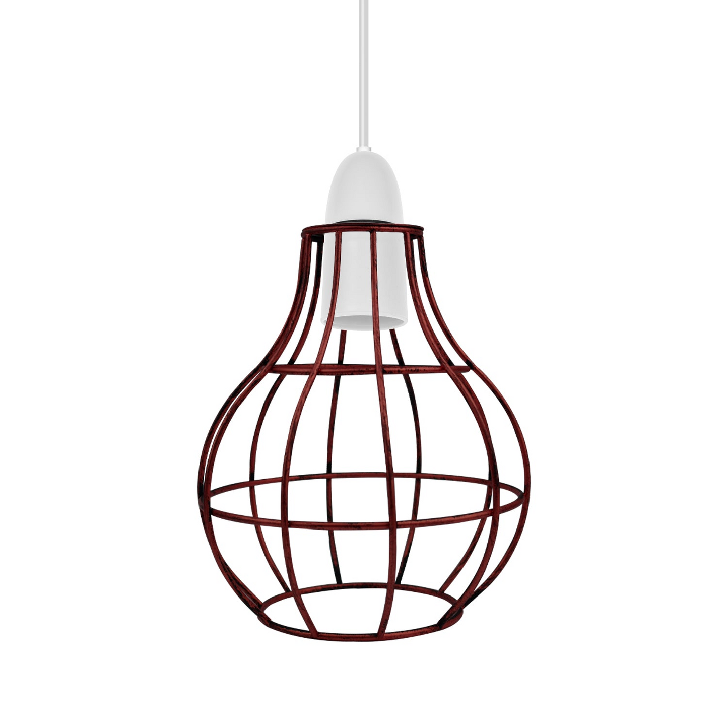 Rustic State Industrial Vase Shape Red Wire cage~2848