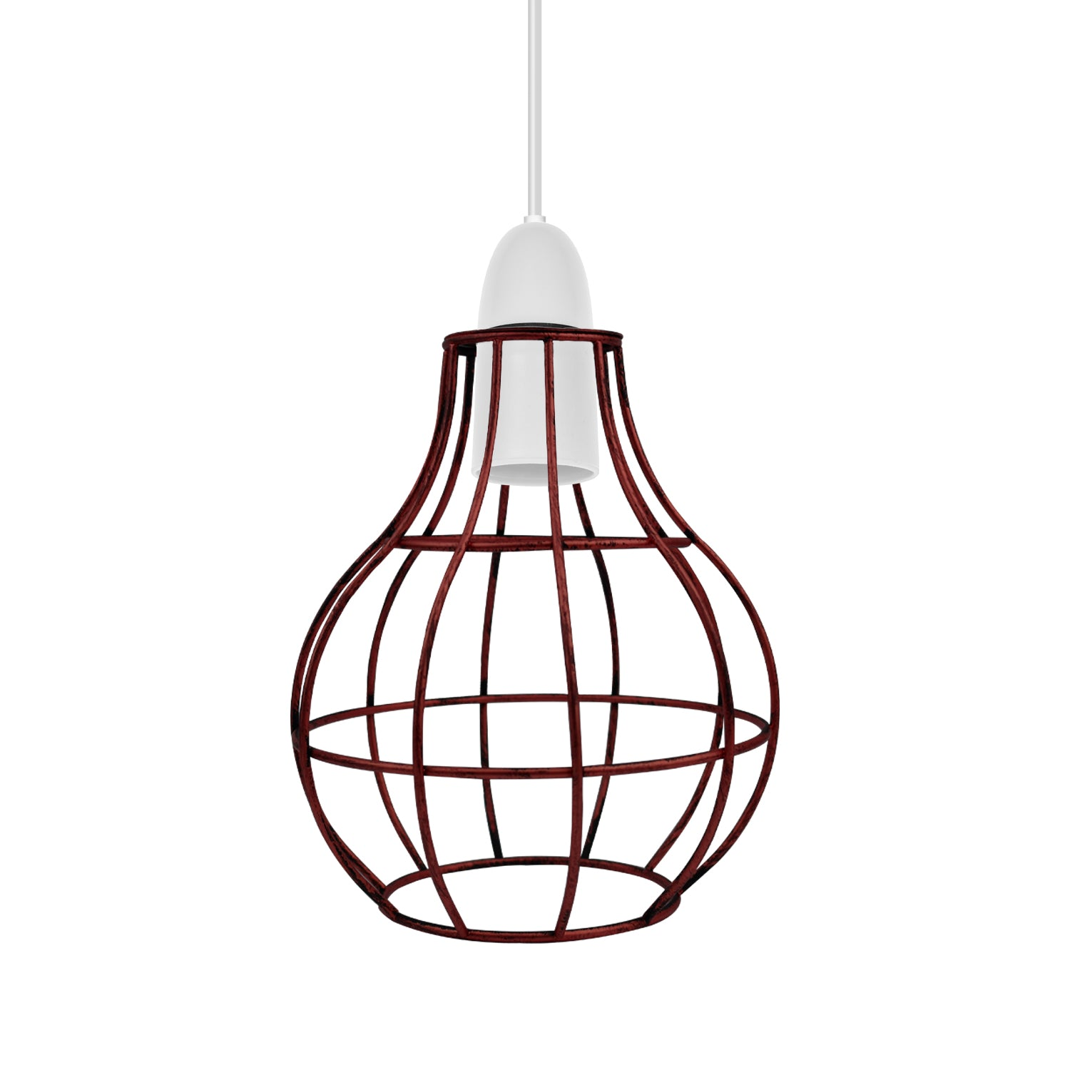 Rustic State Industrial Vase Shape Red Wire cage~2848
