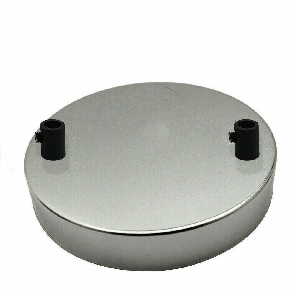 2 Outlet Chrome Metal Ceiling Rose 120x25mm~2791