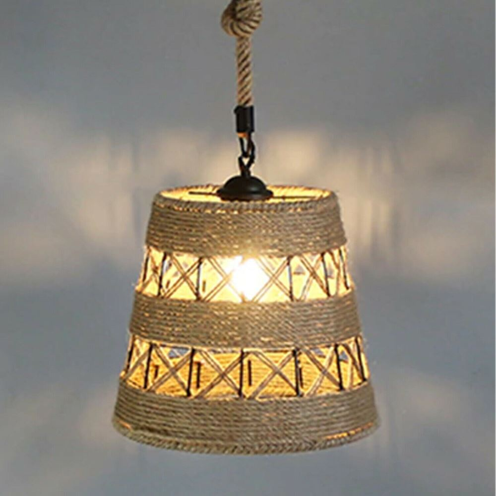 Vintage Industrial Loft Hemp Rope Iron Pendant Ceiling Light Retro Lamp~2712
