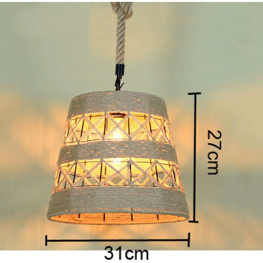 Vintage Industrial Loft Hemp Rope Iron Pendant Ceiling Light Retro Lamp~2712