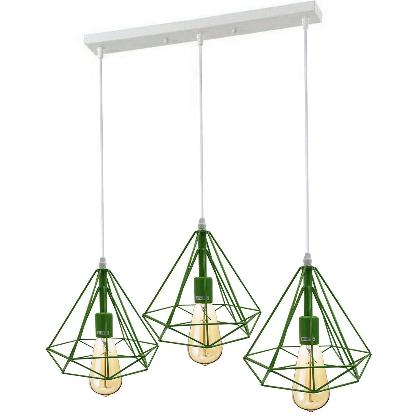 Green 3 Light Cage Ceiling Light ~1804