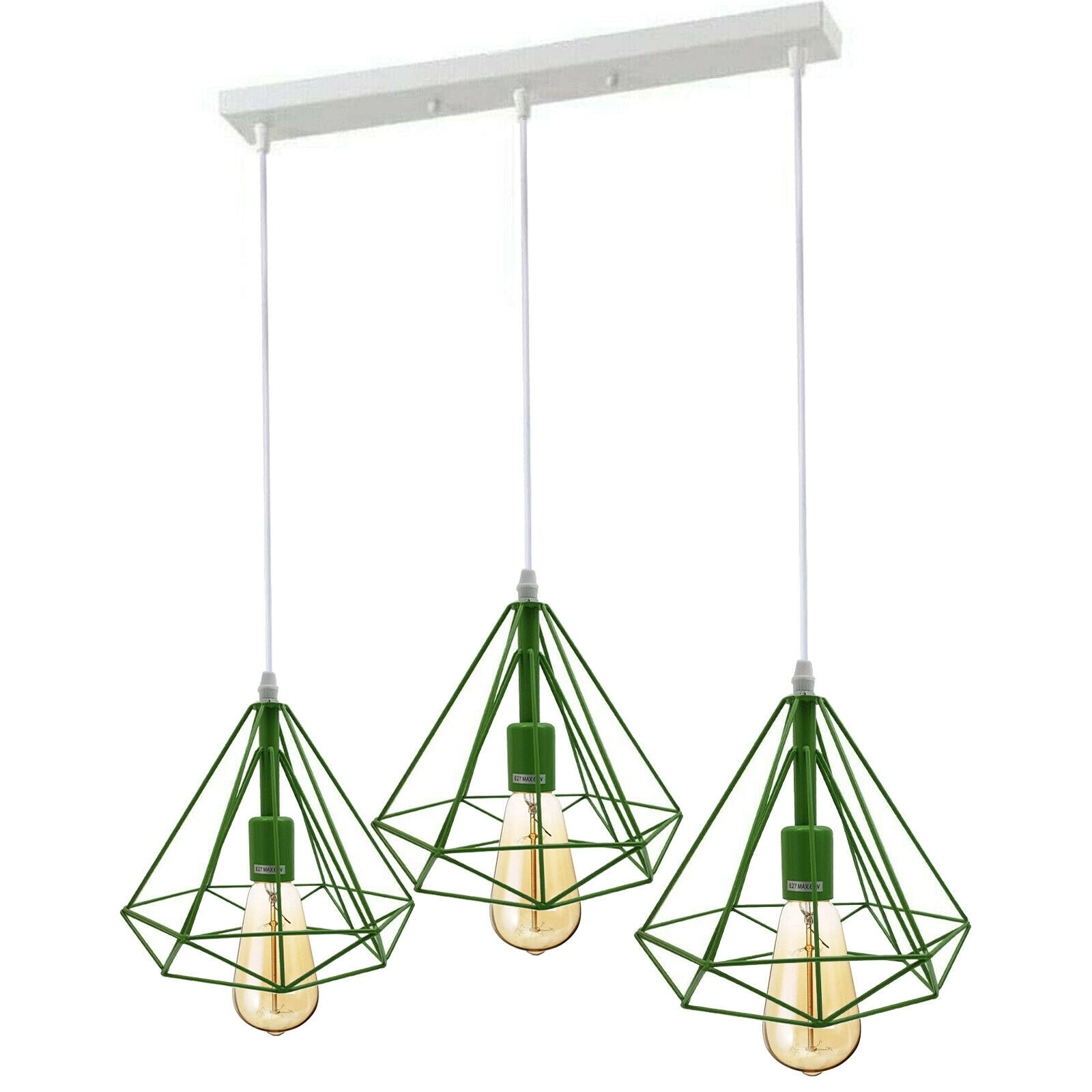 Green 3 Light Cage Ceiling Light ~1804