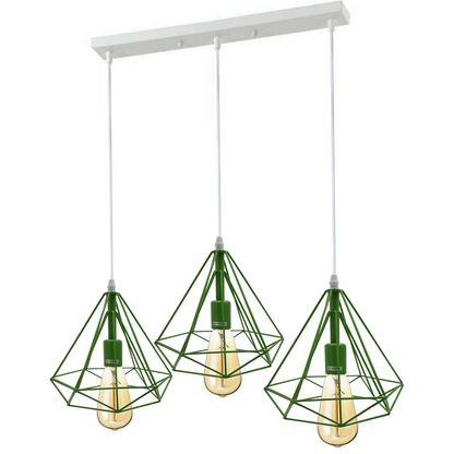Green 3 Light Cage Ceiling Light ~1804