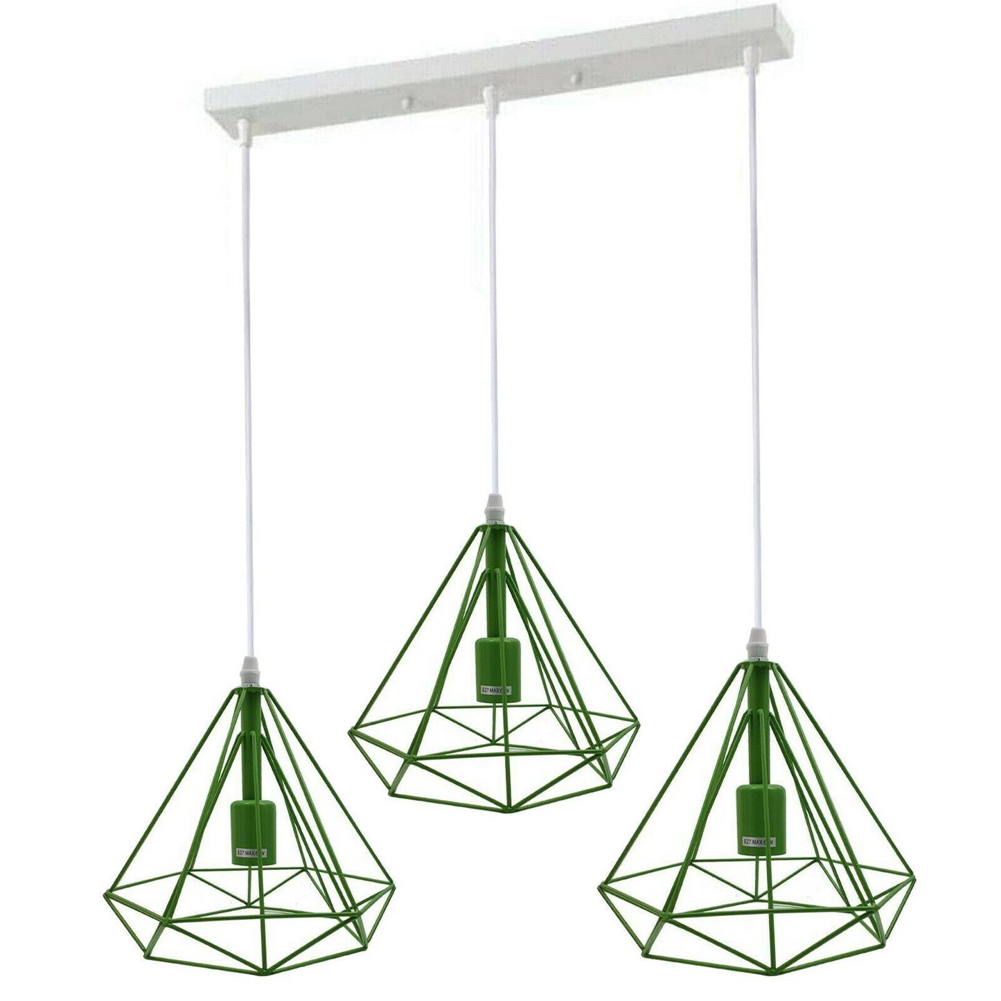 Green 3 Light Cage Ceiling Light ~1804