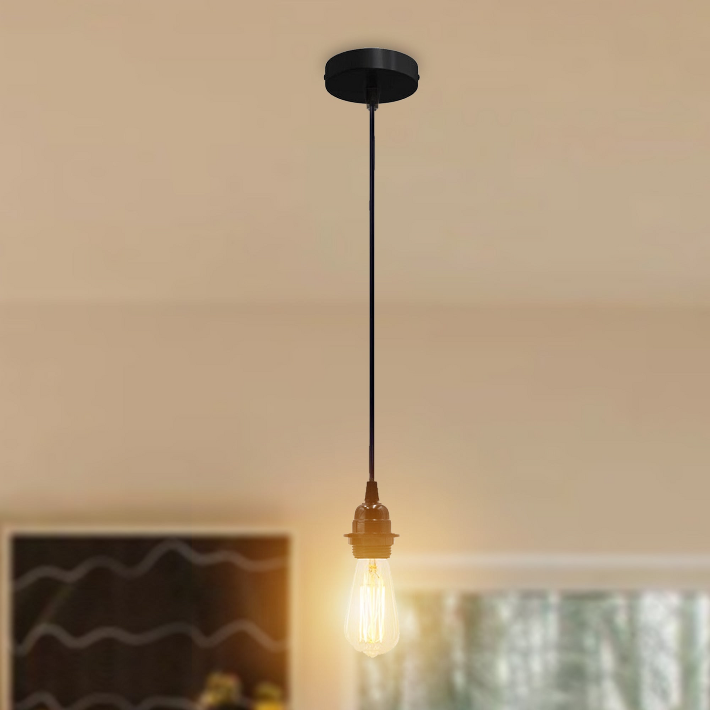 Single Outlet Ceiling E27 DIY Ceiling Rose Light PVC Flex Cluster Pendant Lamp Holder~3425