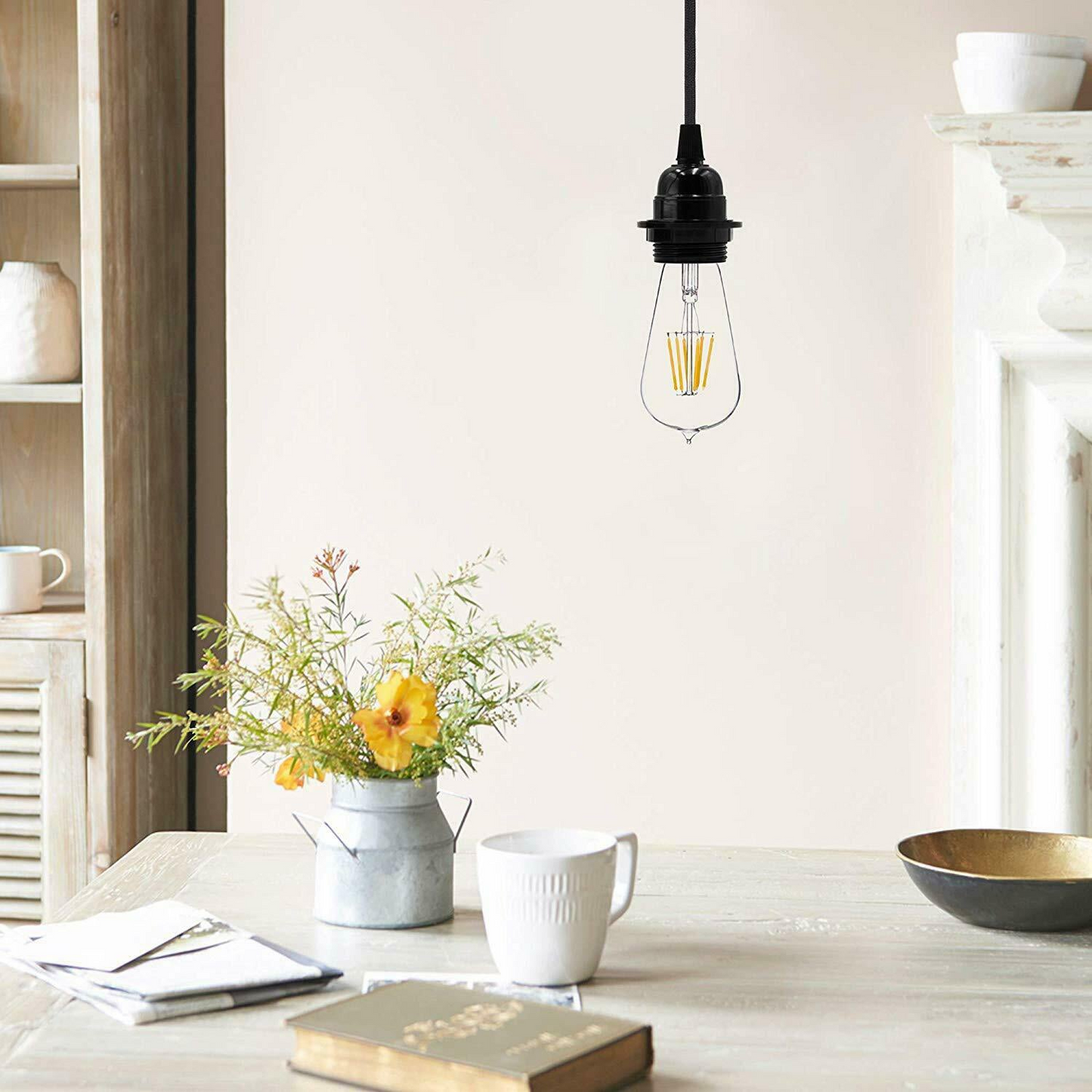 Single Outlet Ceiling E27 DIY Ceiling Rose Light PVC Flex Cluster Pendant Lamp Holder~3425
