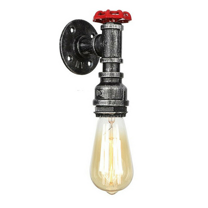Vintage Brushed Silver Water Pipe Wall Sconce Light Holder with Wheel~2071
