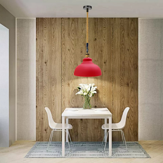 Red Metal Industrial Pendant Shade Modern Hemp Hanging Retro Light~1942