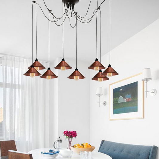 Modern Industrial Rustic Red Spider Ceiling Pendant Light Metal Cone Shade Indoor Hanging Light~1000