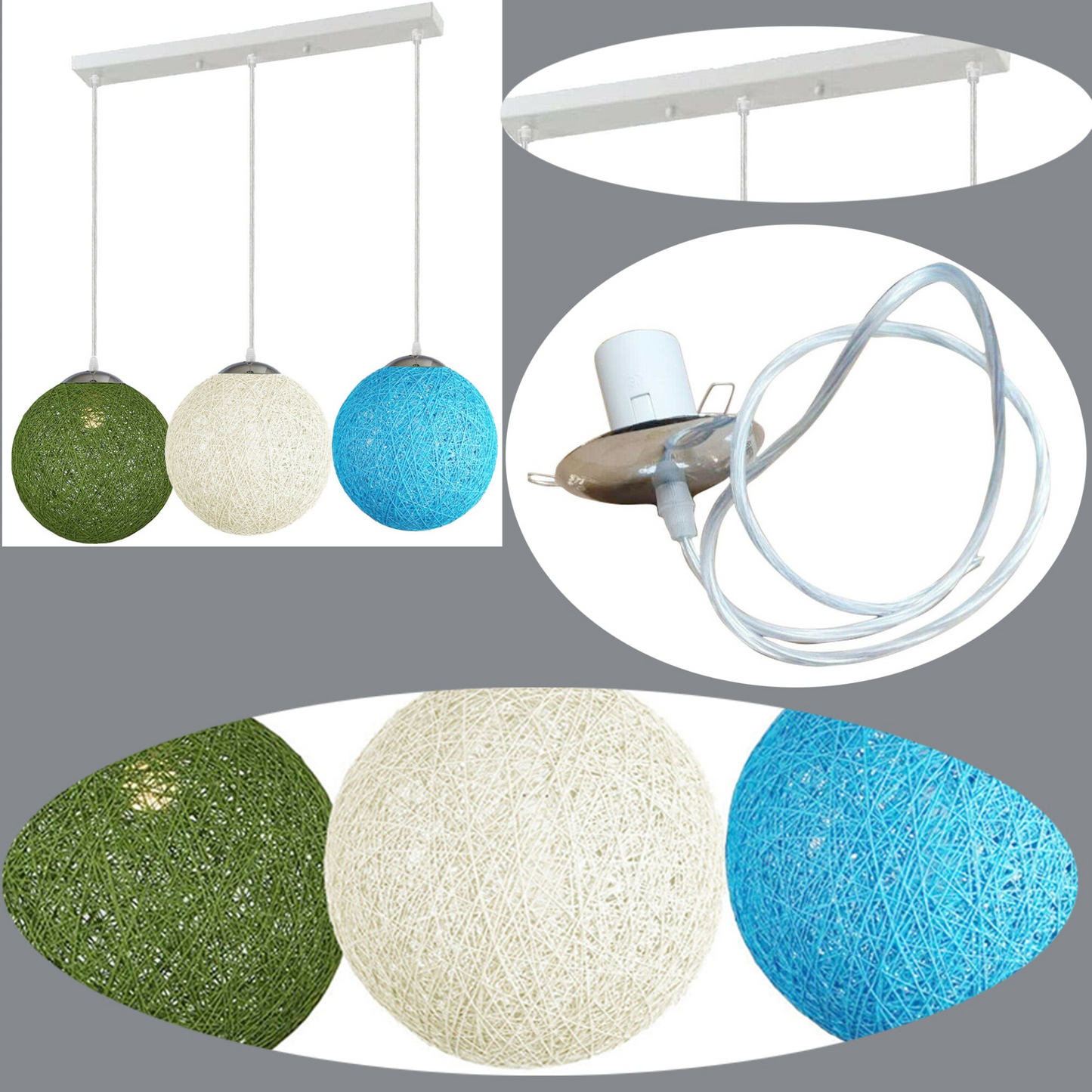 Pendant Light Shades Round Concise Hand woven Multi Colour Rattan Vine Ball Lamp Light~1877