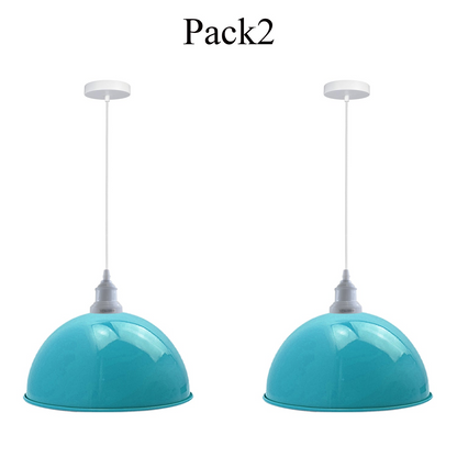 2 Pack Industrial Ceiling Light Blue Pendant Light Retro Loft Style Metal Shade Lamp~3572
