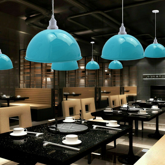 2 Pack Industrial Ceiling Light Blue Pendant Light Retro Loft Style Metal Shade Lamp~3572