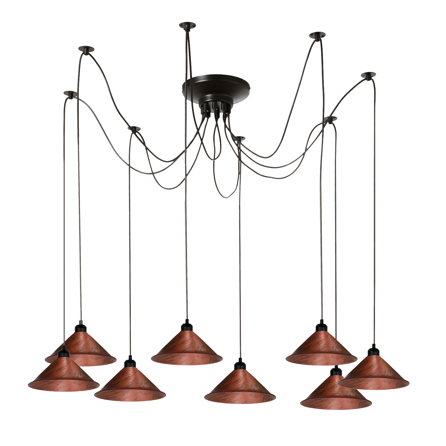 Modern Industrial Rustic Red Spider Ceiling Pendant Light Metal Cone Shade Indoor Hanging Light~1000