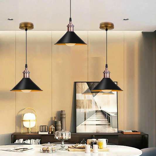 Modern Black Pendant Lamp Vintage Industrial Metal Cone Ceiling Light Shade~1514