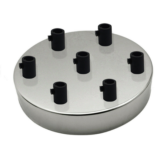 LEDSone industrial vintage 7 Outlet Chrome Metal Ceiling Rose 120x25mm~2786