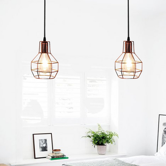 Rustic Red Nest Cage Retro Industrial 2 Way Indoor Ceiling Pendant Chandelier Hanging Light Metal~3492