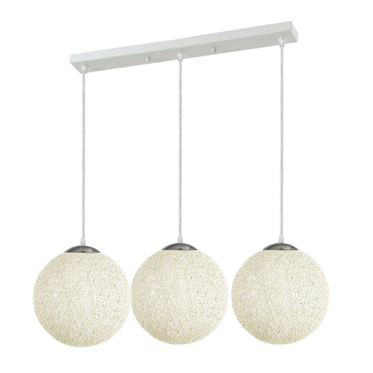 White Multi Outlet Lattice Wicker Colour Rattan Globe Light~1829