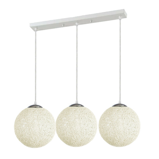 White Multi Outlet Lattice Wicker Colour Rattan Globe Light~1829
