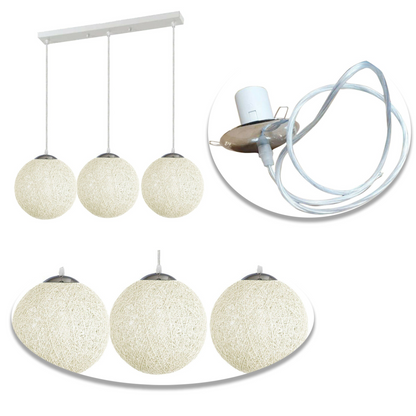 White Multi Outlet Lattice Wicker Colour Rattan Globe Light~1829