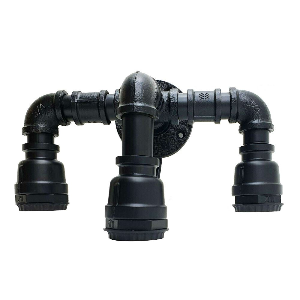 Black Water Pipe 3 Head Vintage Metal Wall Light~2891