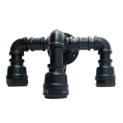Black Water Pipe 3 Head Vintage Metal Wall Light~2891