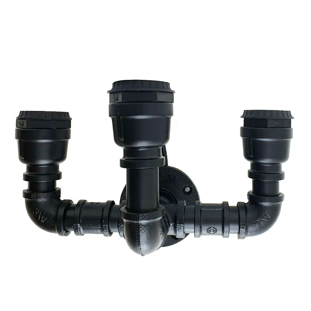 Black Water Pipe 3 Head Vintage Metal Wall Light~2891