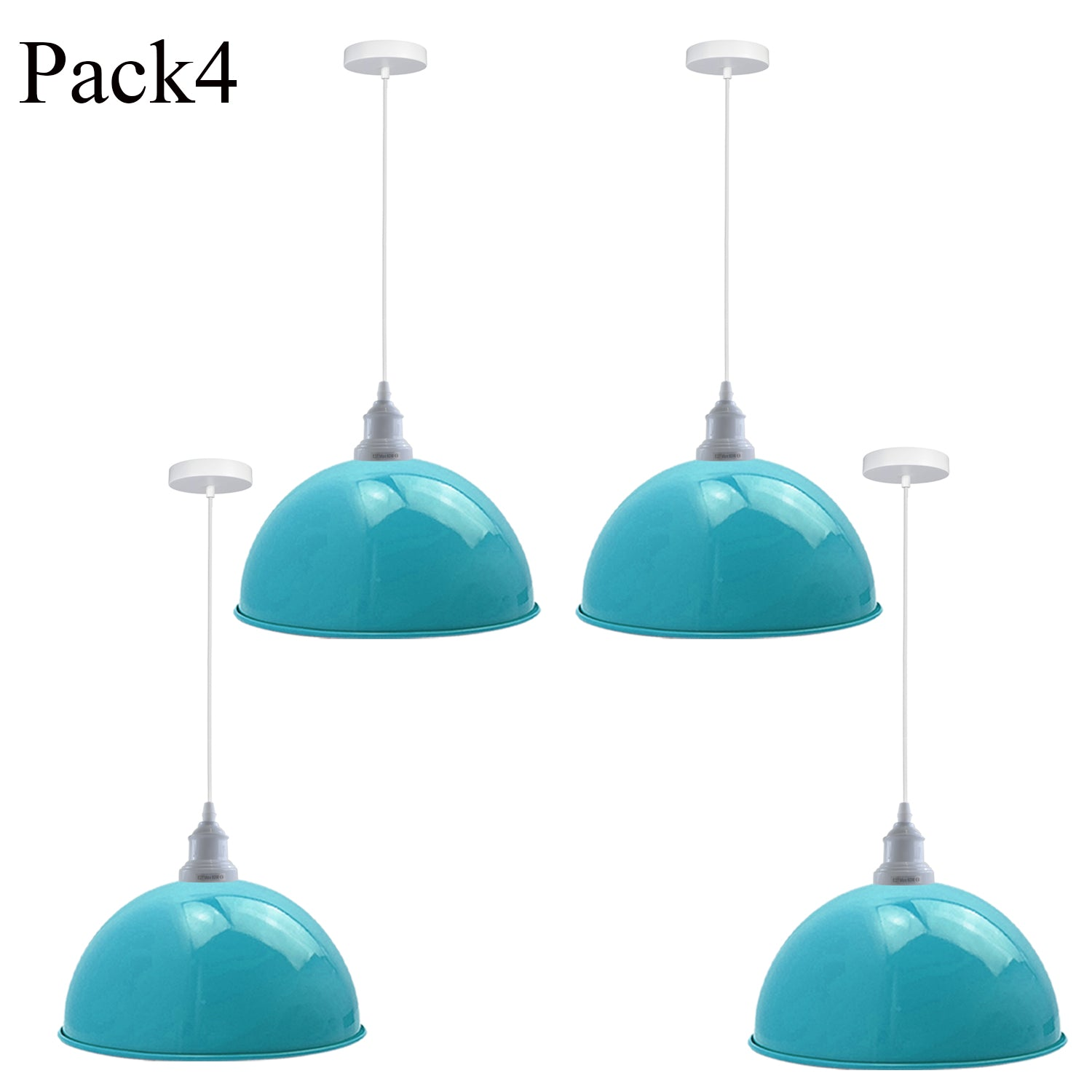 4 Pack Vintage Industrial Ceiling Light Blue Pendant Light Retro Loft Style Metal Shade Lamp~3570