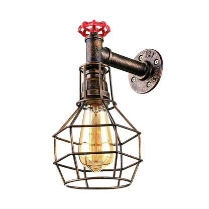 Brushed Copper Modern Industrial Retro Vintage Style Pipe Cage Wall Light Wall Lamp Fixture~1117