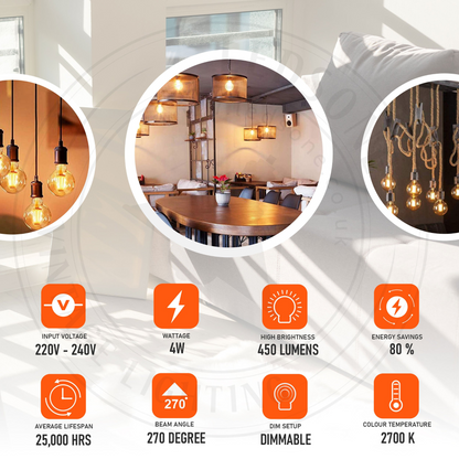 LED Filament Bulb G80 4W B22 Dimmable Bayonet Vintage Edison Bulb ~3078
