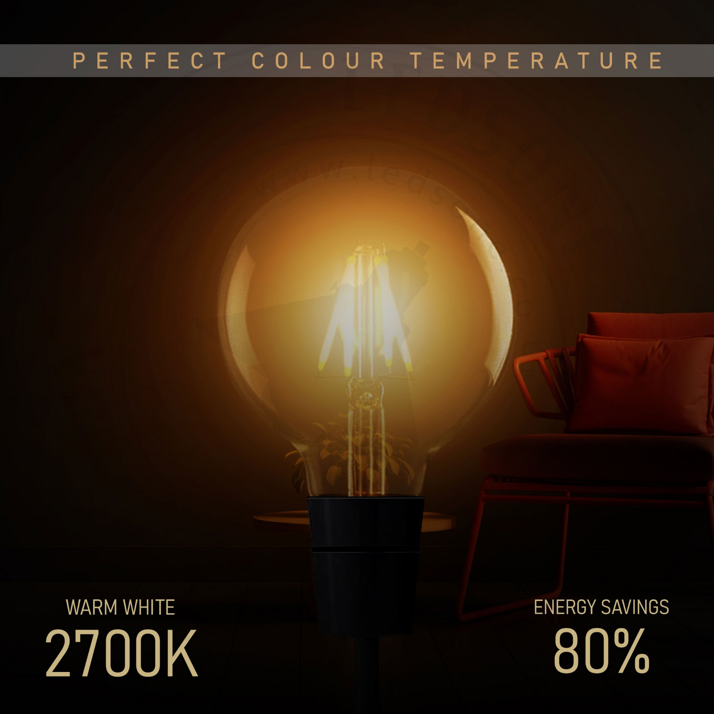 LED Filament Bulb G80 4W B22 Dimmable Bayonet Vintage Edison Bulb ~3078