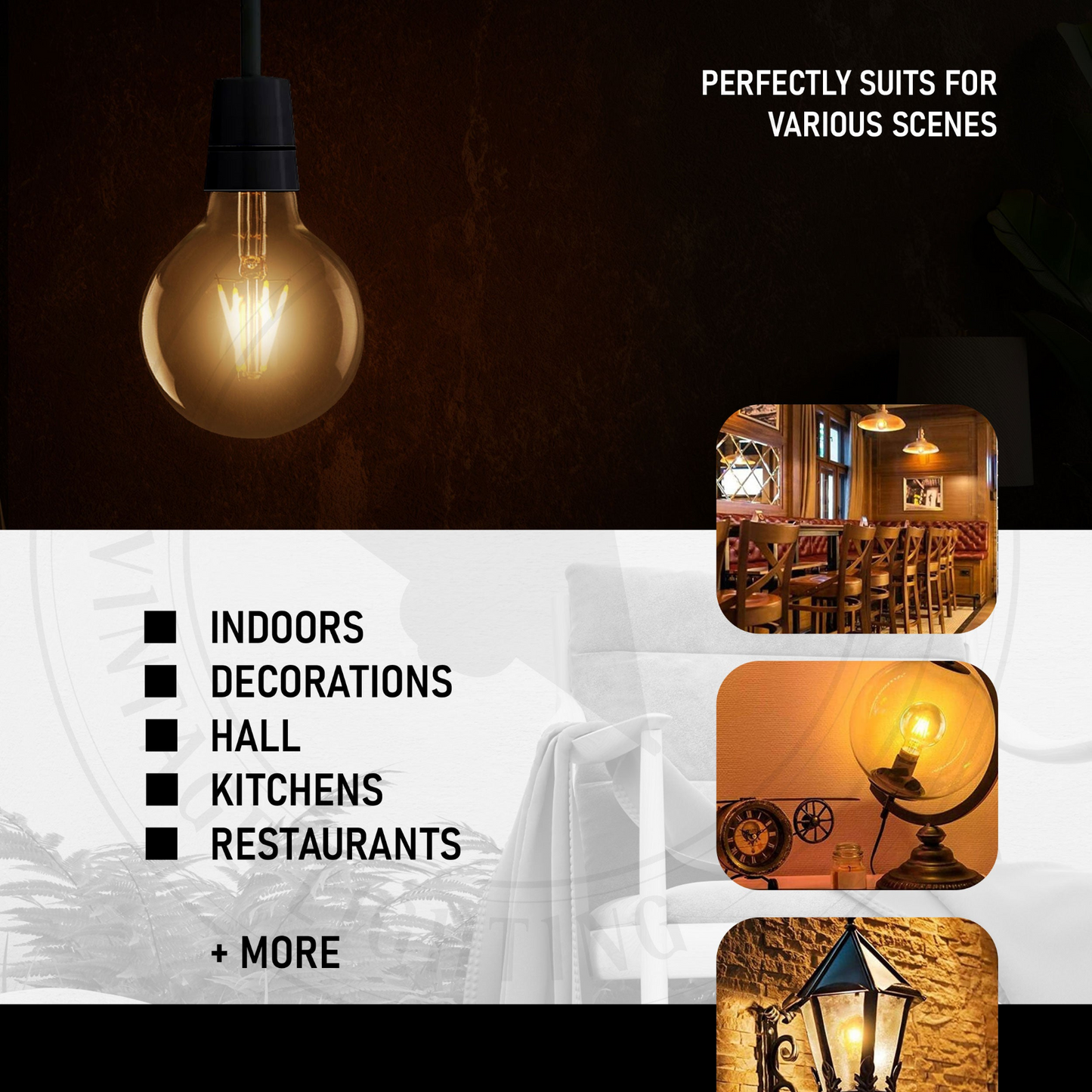 LED Filament Bulb G80 4W B22 Dimmable Bayonet Vintage Edison Bulb ~3078
