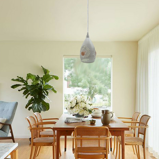 White Pattern Modern Ceiling Pendant Light With Bulb~2547