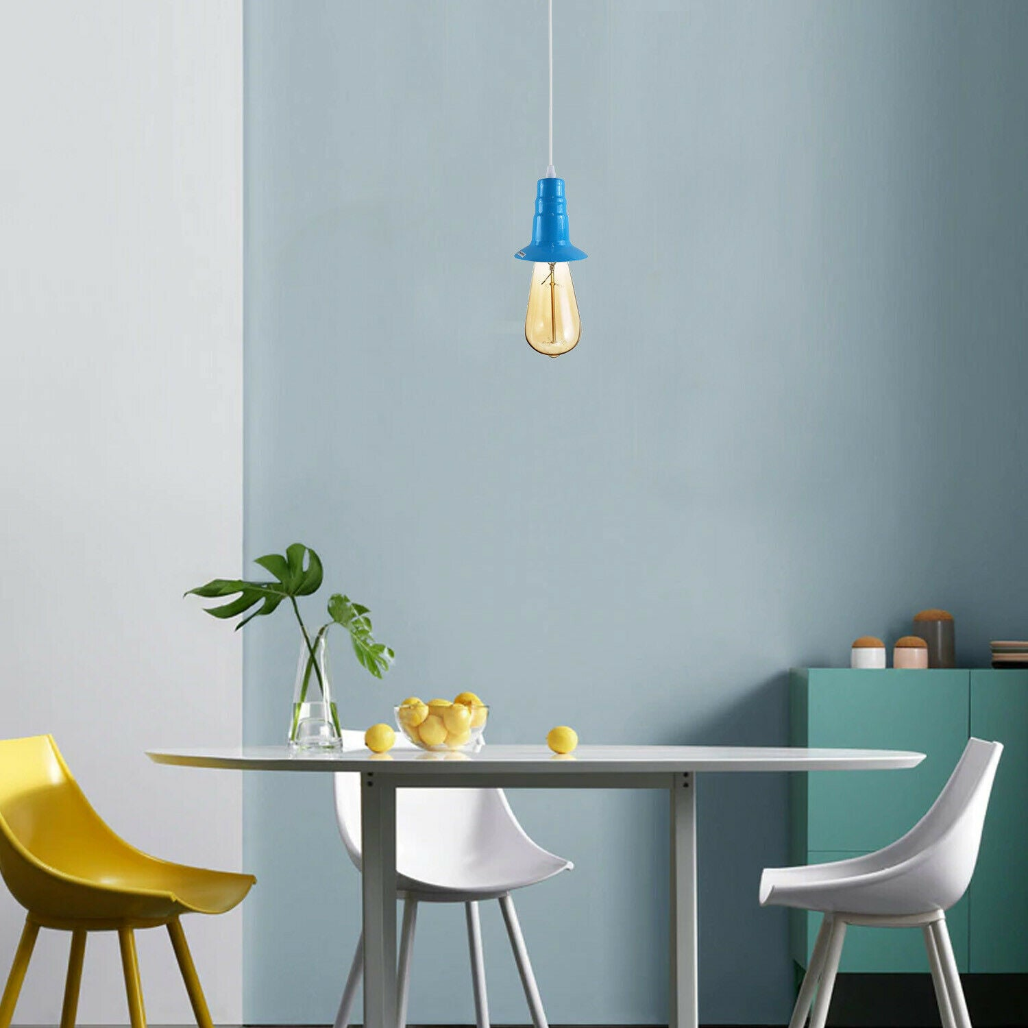 Light Blue Ceiling Light Fitting Industrial Pendant Lamp Bulb Holder~1681