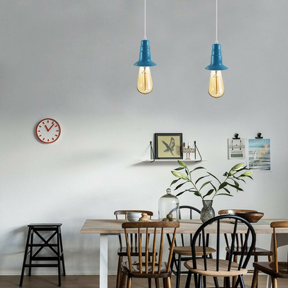 Light Blue Ceiling Light Fitting Industrial Pendant Lamp Bulb Holder~1681
