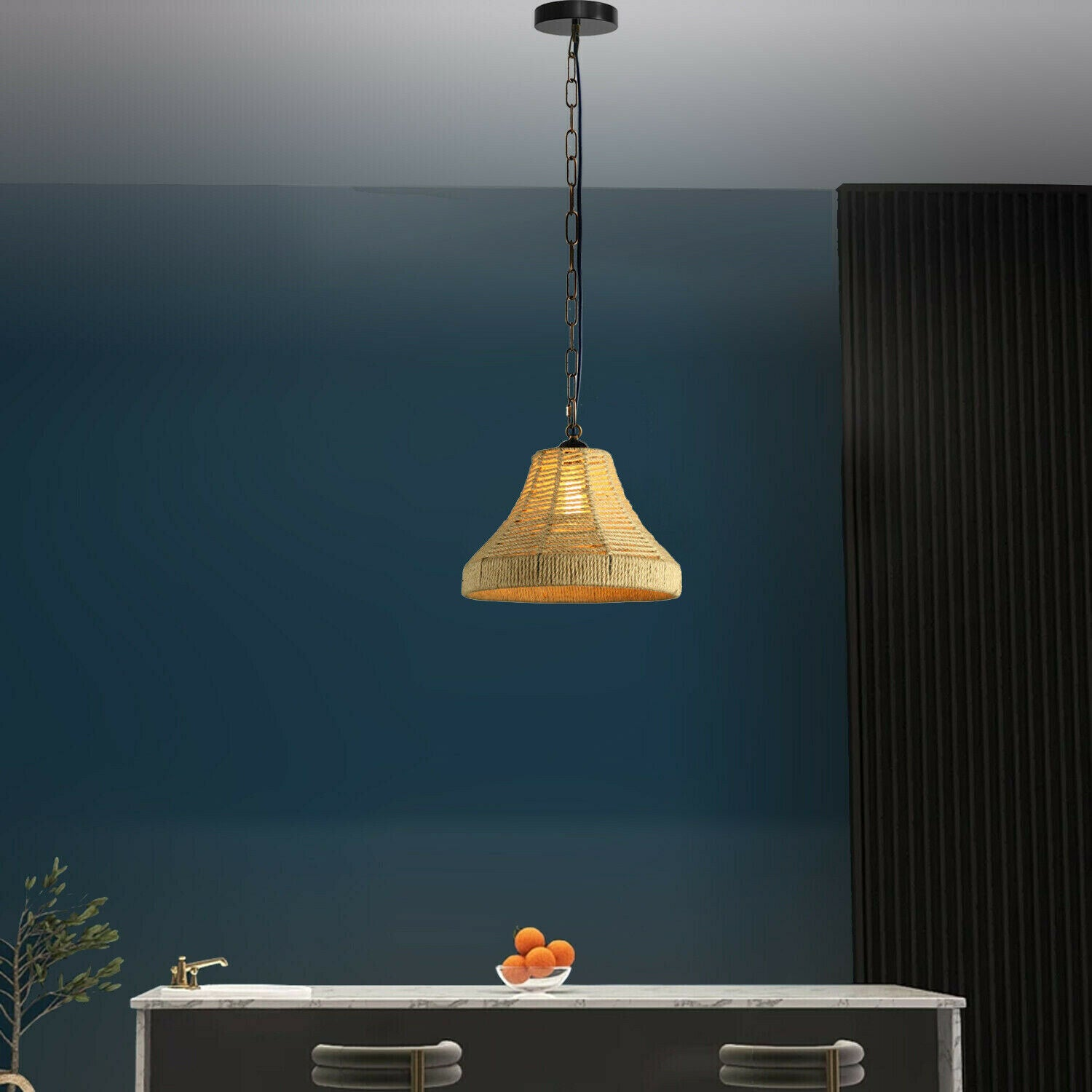 LEDSone industrial Bell Shape Ceiling Pendant Light Hemp Rope Hanging Light E27 Lamp Shade~1533