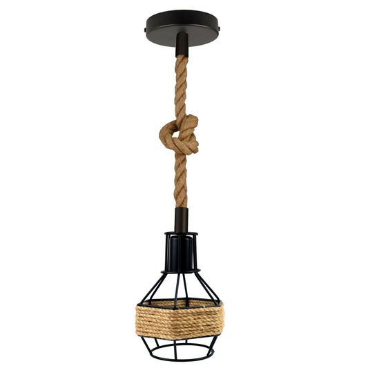 Vintage Pendant Shade Modern Hanging Retro Lighting Industrial Metal Hemp Ceiling~2708