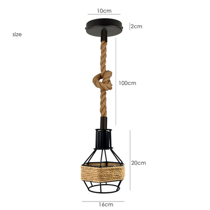 Vintage Pendant Shade Modern Hanging Retro Lighting Industrial Metal Hemp Ceiling~2708